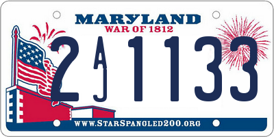 MD license plate 2AJ1133