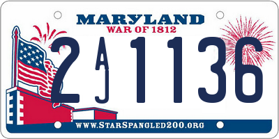 MD license plate 2AJ1136