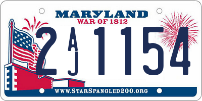 MD license plate 2AJ1154
