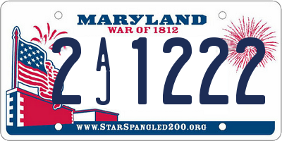 MD license plate 2AJ1222