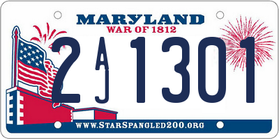 MD license plate 2AJ1301