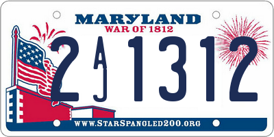MD license plate 2AJ1312