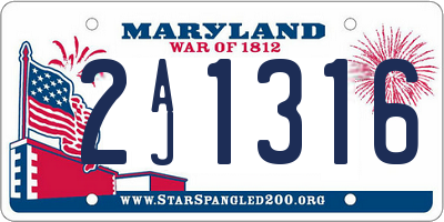 MD license plate 2AJ1316
