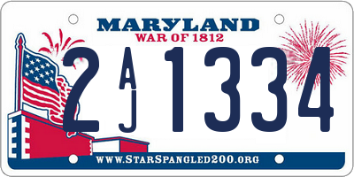 MD license plate 2AJ1334