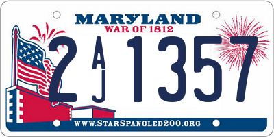 MD license plate 2AJ1357