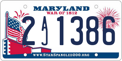 MD license plate 2AJ1386
