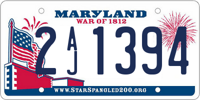 MD license plate 2AJ1394