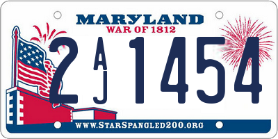 MD license plate 2AJ1454