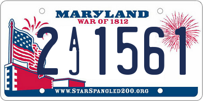 MD license plate 2AJ1561