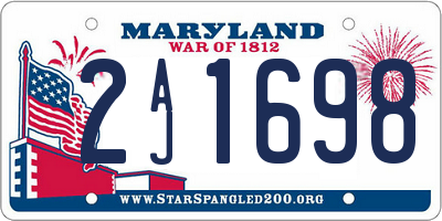 MD license plate 2AJ1698