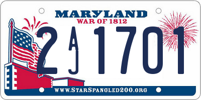 MD license plate 2AJ1701