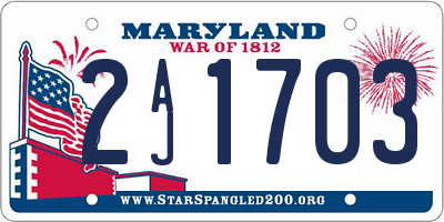 MD license plate 2AJ1703