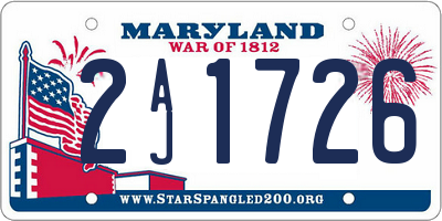 MD license plate 2AJ1726