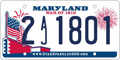 MD license plate 2AJ1801