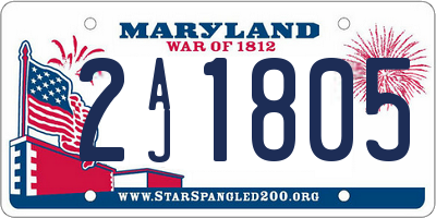 MD license plate 2AJ1805
