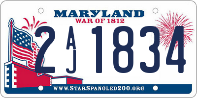 MD license plate 2AJ1834