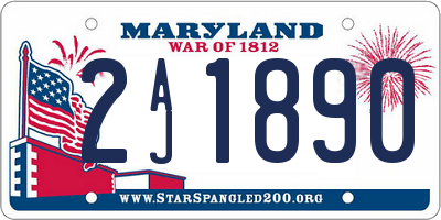 MD license plate 2AJ1890