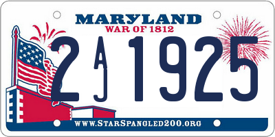 MD license plate 2AJ1925