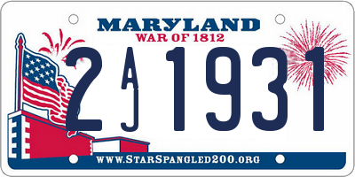 MD license plate 2AJ1931