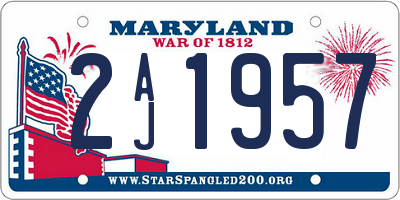 MD license plate 2AJ1957