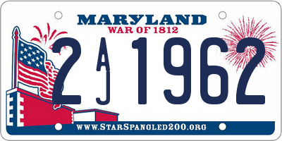 MD license plate 2AJ1962
