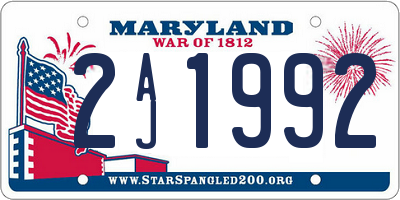 MD license plate 2AJ1992