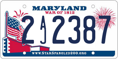 MD license plate 2AJ2387