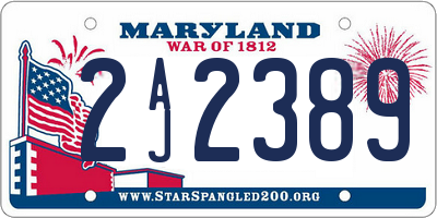 MD license plate 2AJ2389