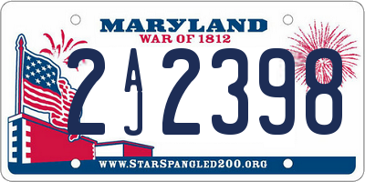 MD license plate 2AJ2398