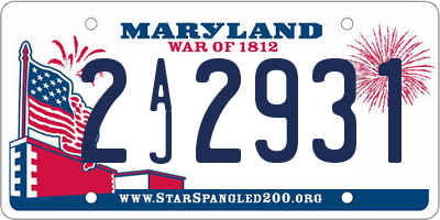 MD license plate 2AJ2931