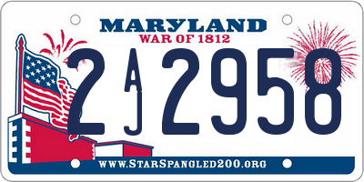 MD license plate 2AJ2958