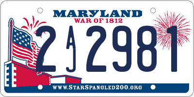 MD license plate 2AJ2981