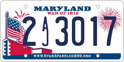 MD license plate 2AJ3017