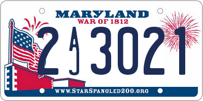 MD license plate 2AJ3021