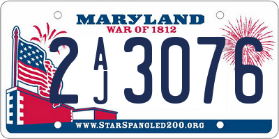 MD license plate 2AJ3076
