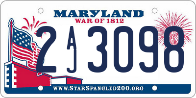 MD license plate 2AJ3098