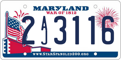 MD license plate 2AJ3116