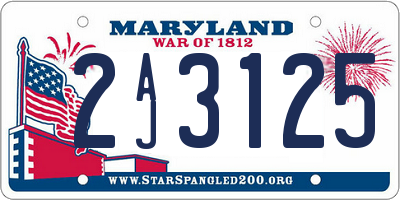 MD license plate 2AJ3125