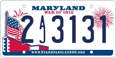 MD license plate 2AJ3131