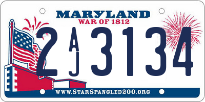 MD license plate 2AJ3134