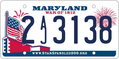MD license plate 2AJ3138