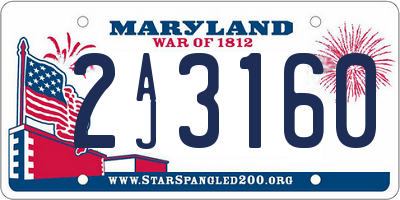 MD license plate 2AJ3160