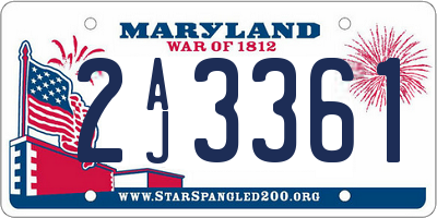 MD license plate 2AJ3361