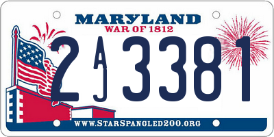 MD license plate 2AJ3381