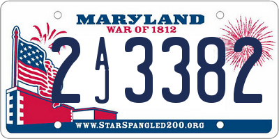 MD license plate 2AJ3382