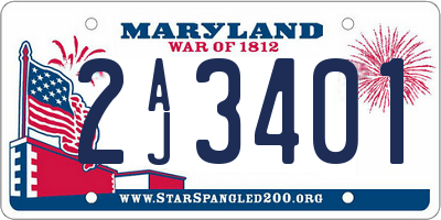 MD license plate 2AJ3401