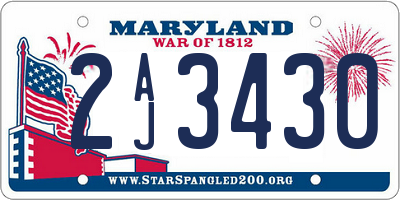 MD license plate 2AJ3430