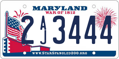 MD license plate 2AJ3444