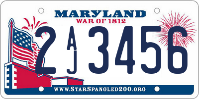 MD license plate 2AJ3456