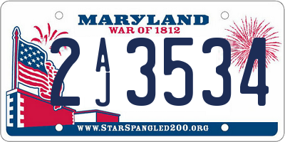 MD license plate 2AJ3534